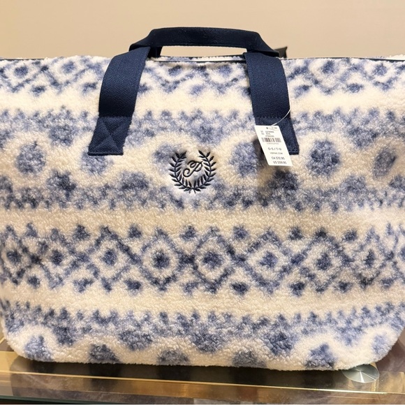 Blue and White Patterned Tote Bag - Picture 2 of 3